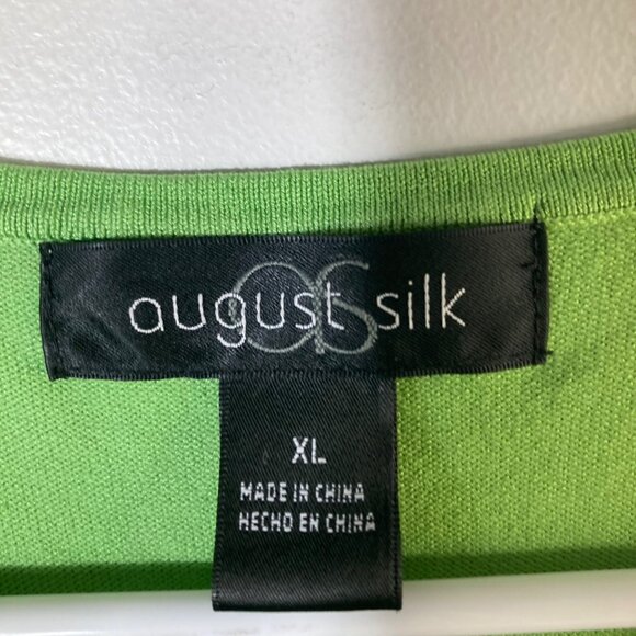 Womens August Silk Silk Blend Top Round Neck Sleeveless XL Green Viscose Silk Ny - Picture 5 of 8